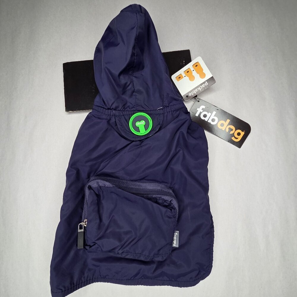 NWT Fab Dog Navy Blue Slicker Raincoat Jacket